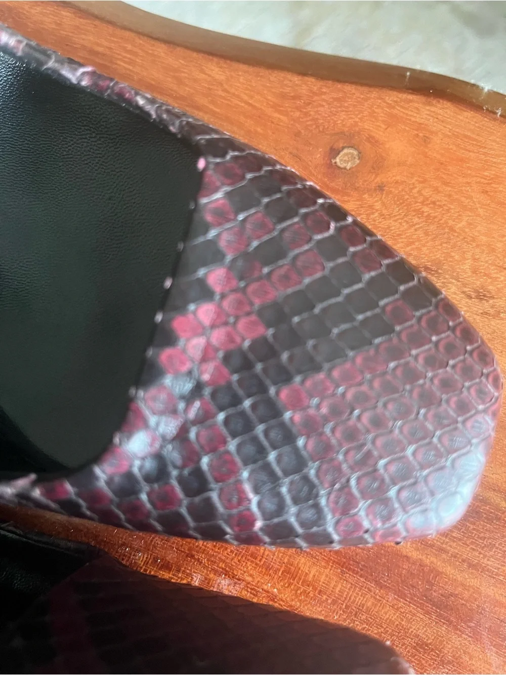 Gucci Burgundy and Black Snakeskin Platform Pumps